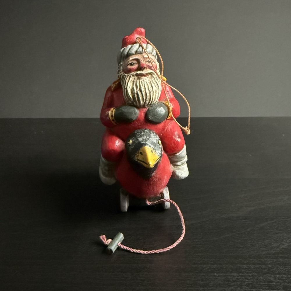 Leo R Smith Folk Art Santa Christmas Ornament - Limited Edition - Santa Cardinal